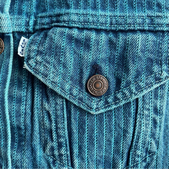 Vintage Rare 70s Over-dyed Blue Teal Pinstripe Type III Levi’s Denim Jacket - Picture 4 of 8
